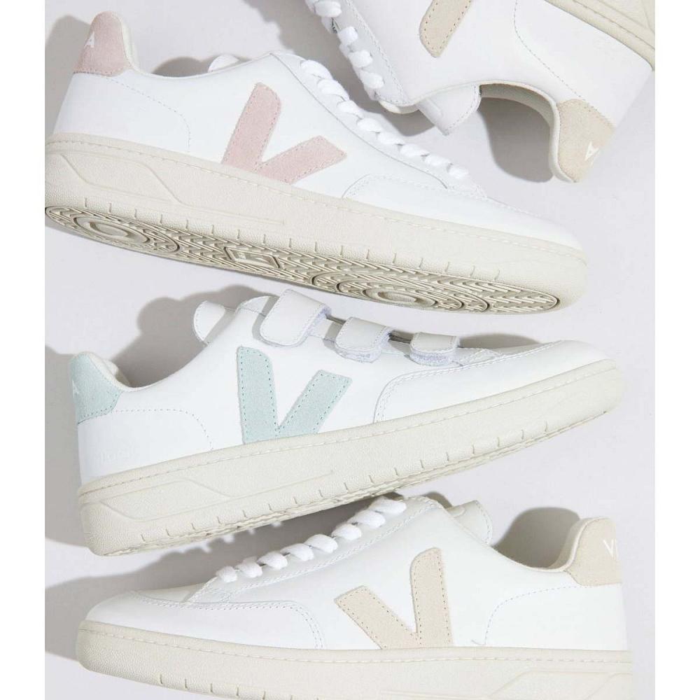 Veja V-12 LEATHER Men's Sneakers White/Pink | CA 342OKI